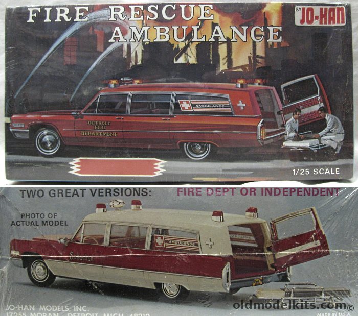 Jo-Han 1/25 Fire Rescue Ambulance - Cadillac Ambulance Detroit  Fire Department, GC-500 plastic model kit